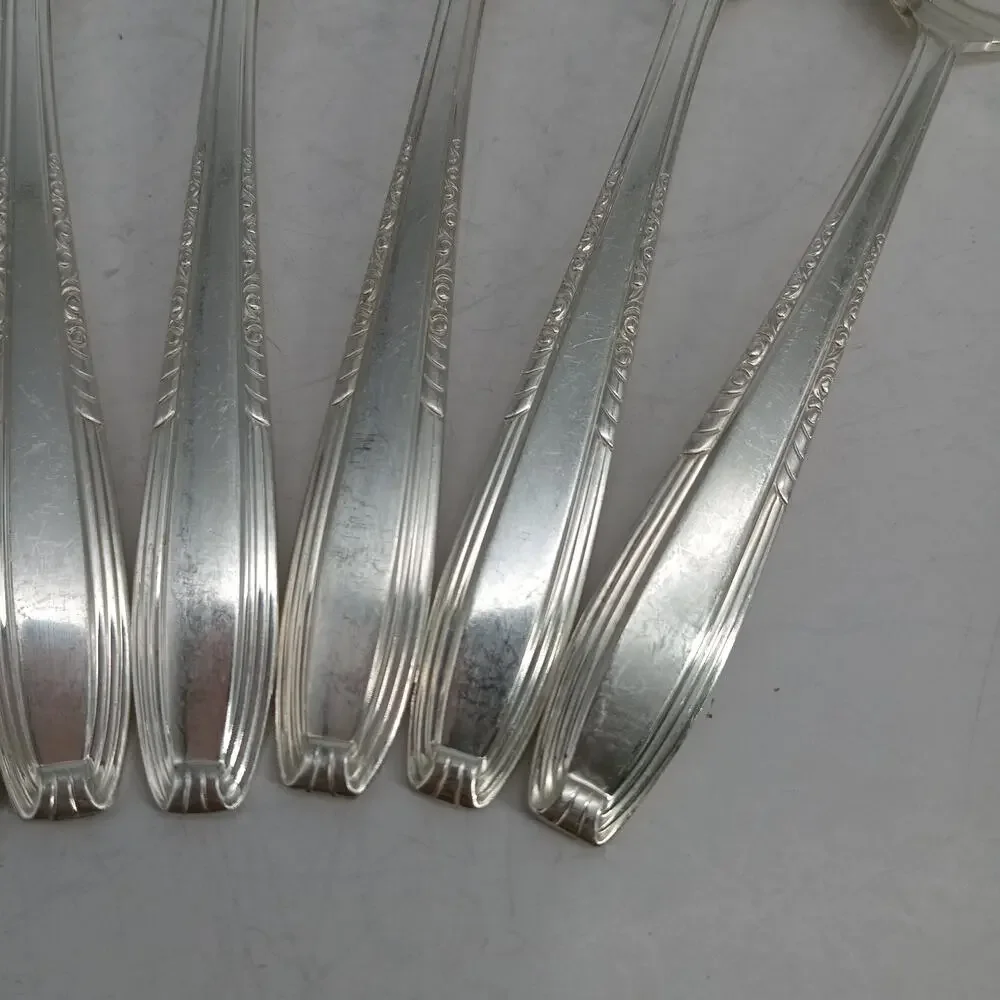 8X Tbsp Harmony House by Wallace Serenade Silverplate Flatware Table Spoons Vtg